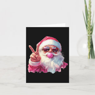 Santa Claus Blowing Bubble Gum Pink Sungles Christ Card