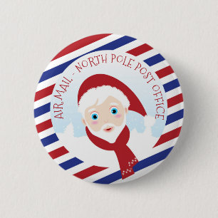 Santa Claus blue and red 6 Cm Round Badge