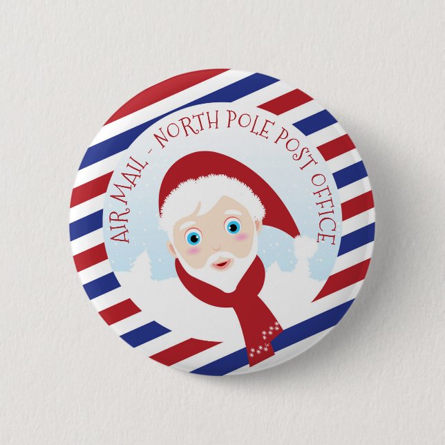 Santa Claus blue and red   6 Cm Round Badge (Front)