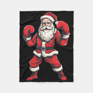 Santa Claus Boxer Boxing Kickboxing Christmas Mart Fleece Blanket