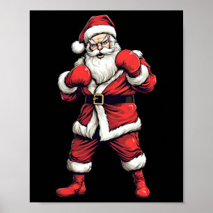 Santa Claus Boxer Boxing Kickboxing Christmas Xmas Poster