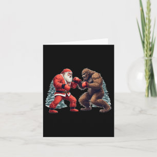 Santa Claus Boxing Bigfoot Sasquatch Christmas Card