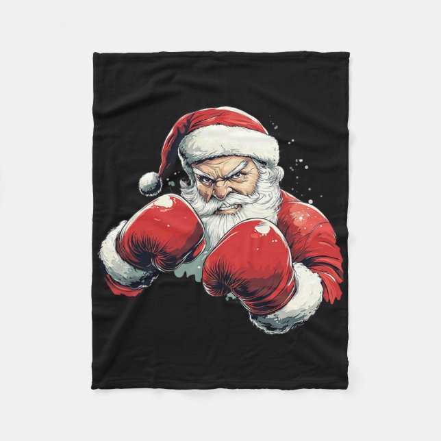 Santa Claus Boxing - Santa Claus With Boxing Glove Fleece Blanket (Front)