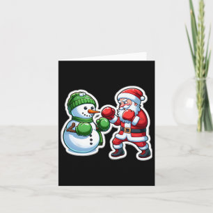 Santa Claus Boxing Snowman Christmas Card