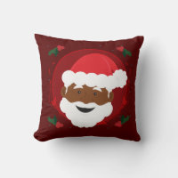 Santa Claus Brown Skin Red Holly Christmas