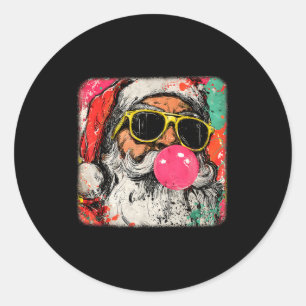 Santa Claus Bubble Gum Merry Xmas Painting Men Wom Classic Round Sticker