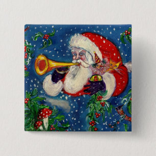 SANTA CLAUS BUGLER Musical Christmas Night 15 Cm Square Badge