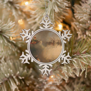 Santa Claus by William Holbrook Beard Snowflake Pewter Christmas Ornament