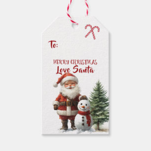 Santa Claus Candy Cane Snowman Gift Tags