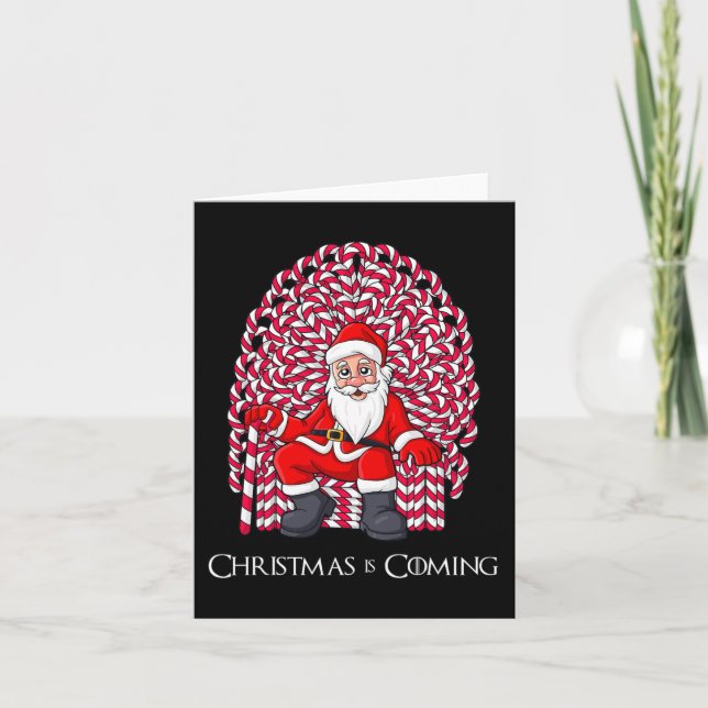 Santa Claus Candy Cane Throne Christmas Boys Girls Card (Front)