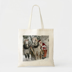 Santa Claus Carriage Christmas Holiday Tote Bag