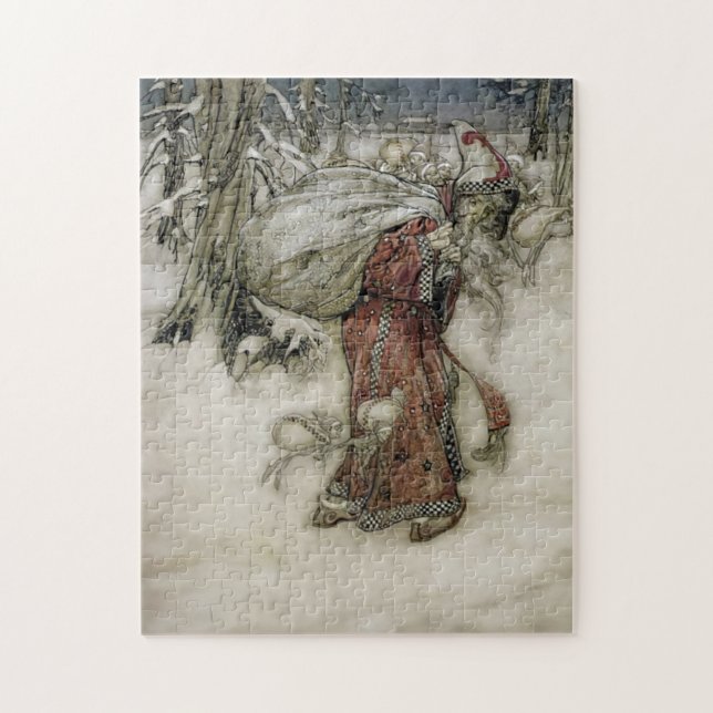 Santa Claus Carrying a Sack of Gifts through Snow Jigsaw Puzzle (Vertical)