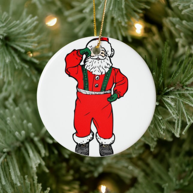 Santa Claus Cartoon Illustration Ceramic Tree Decoration (Tree)