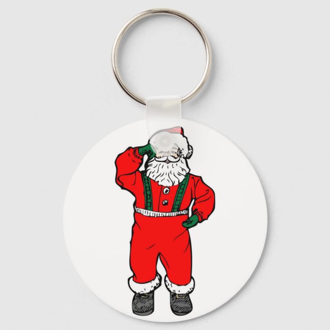 Santa Claus Cartoon Illustration Key Ring (Front)