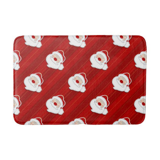 Santa Claus Cartoon Red Bath Mat