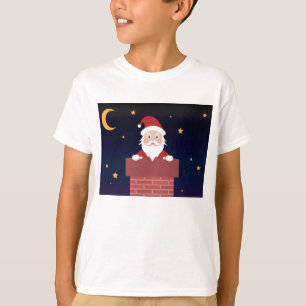 Santa Claus cartoon smile gift down the chimney T-Shirt