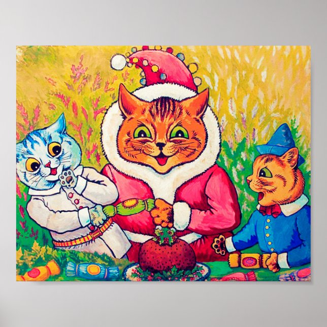 Santa Claus Cat, Louis Wain Poster (Front)