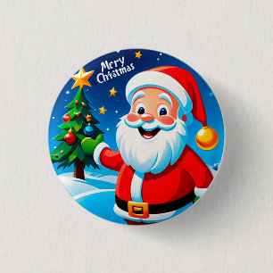 Santa Claus Cheerful Greeting 3 Cm Round Badge