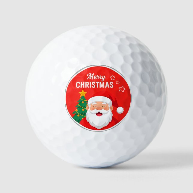 Santa Claus Cheerful Greeting Golf Balls (Front)