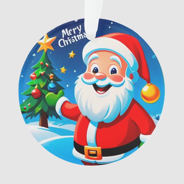 Santa Claus Cheerful Greeting Ornament (Front)