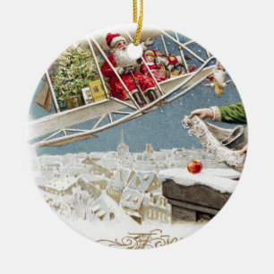 Santa Claus Children Christmas Vintage Ceramic Tree Decoration