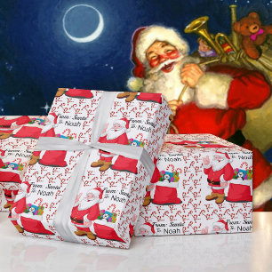 Santa Claus Child's NAME Personalise Christmas Wrapping Paper