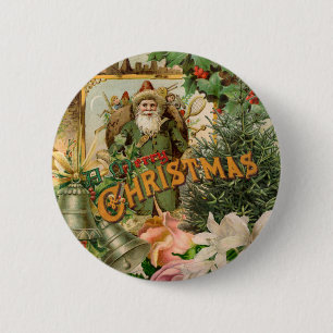 Santa Claus Christmas Antique Beautiful Art 6 Cm Round Badge