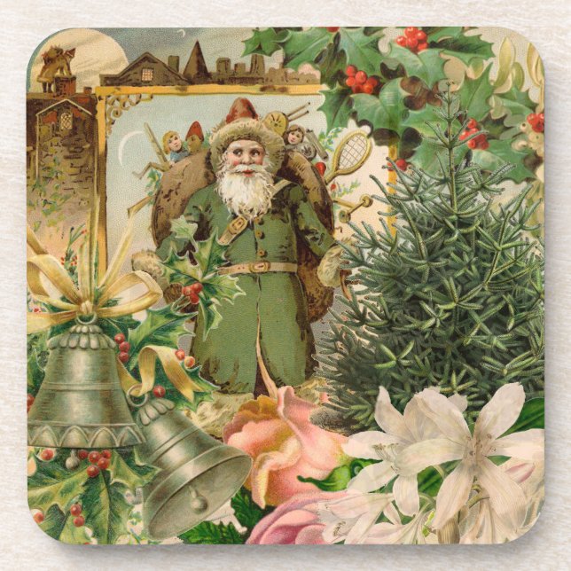 Santa Claus Christmas Antique Beautiful Art Coaster (Front)