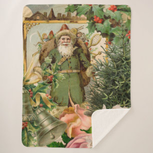 Santa Claus Christmas Antique Beautiful Art Sherpa Blanket