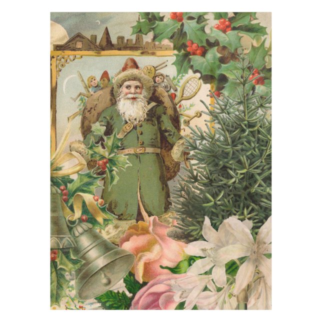 Santa Claus Christmas Antique Beautiful Art Tablecloth (Front)