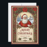 Santa Claus Christmas Art Nouveau Vintage Holiday<br><div class="desc">Capture the warmth and wonder of the holiday season with our Vintage Santa Christmas Greeting Card — a timeless tribute to festive elegance and nostalgic charm. Inspired by classic Art Nouveau design, this card features a beautifully illustrated Father Christmas framed by a softly glowing winter landscape, where snow-dusted pines and...</div>