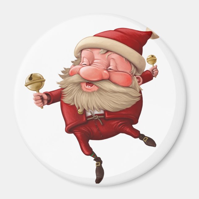 Santa Claus Christmas bells dancing Magnet (Front)