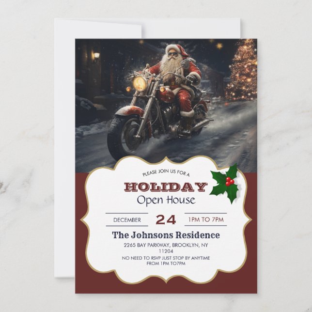Santa Claus Christmas Biker Invitation (Front)