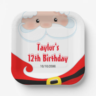 Santa Claus Christmas Birthday Party Paper Plate