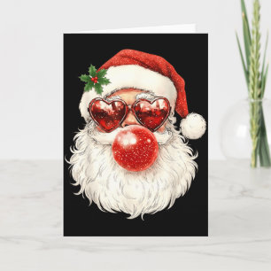 Santa Claus Christmas Blowing Bubble Gum And Sungl Card
