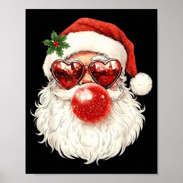 Santa Claus Christmas Blowing Bubble Gum And Sungl Poster (Front)