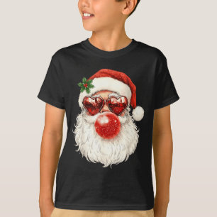 Santa Claus Christmas Blowing Bubble Gum And Sungl T-Shirt