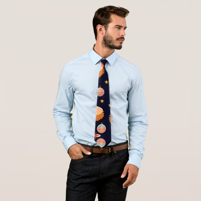 Santa Claus Christmas Decorations Retro Pattern Tie (In Situ)