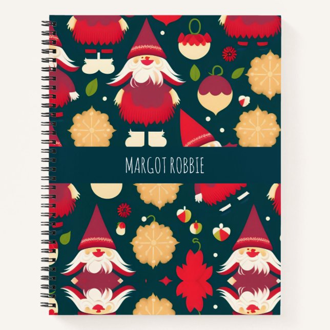 Santa Claus Christmas Decorations Water Pattern Notebook (Front)