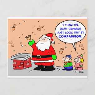 santa claus christmas eight tiny reindeer holiday postcard