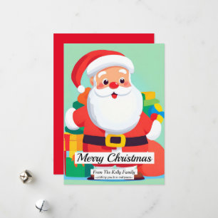 Santa Claus Christmas Flat Holiday Card