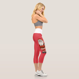 Santa Claus Christmas Flip Flops Capri Leggings