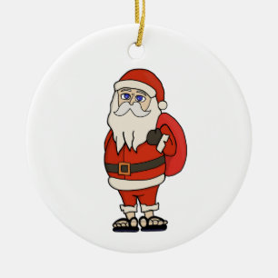 Santa Claus Christmas Flip Flops Ceramic Tree Decoration