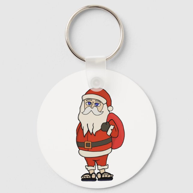 Santa Claus Christmas Flip Flops Key Ring (Front)