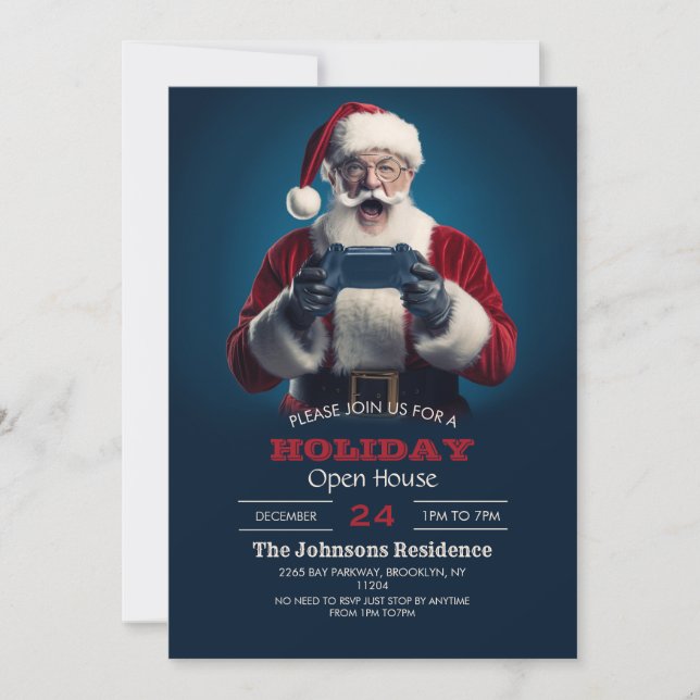 Santa Claus Christmas Gamer Invitation (Front)