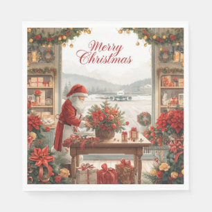 Santa Claus Christmas greeting from airport  Napkin
