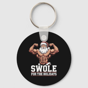 Santa Claus Christmas Gym Workout Swole For The Ho Key Ring