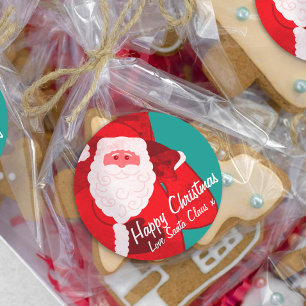 Santa Claus Christmas holidays candy gift tin Classic Round Sticker