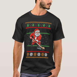 Santa Claus Christmas Ice Hockey Ugly Sweater