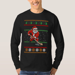 Santa Claus Christmas Ice Hockey Ugly Sweater